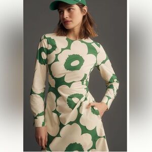 HOST PICK! NWT Marimekko Katse Unikko Midi Dress green long sleeve size XS